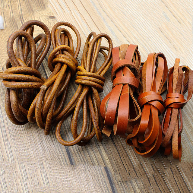 2m/lot 2 3 4 5 6 8 mm Round Flat Genuine Cow Leather Cord Bracelet